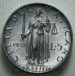 Pio XII - 5 Lire It 1952 Anno XIV