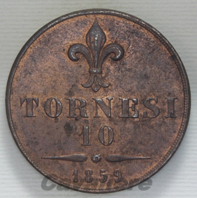 5389 - Napoli Francesco II 10 Tornesi Cu 1859