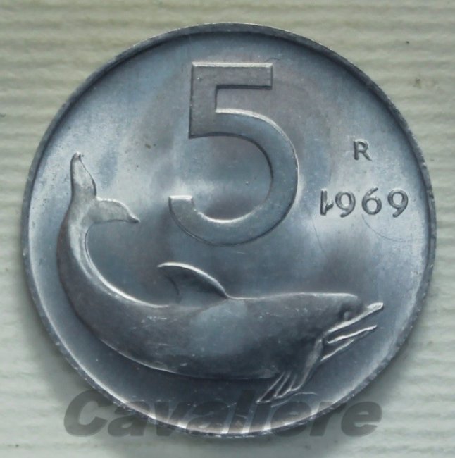 5731 - 5 Lire It 1969 1 Rovesciato -NC-