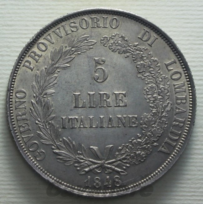 5871 - Milano 5 Lire Ag 1848 -RR-